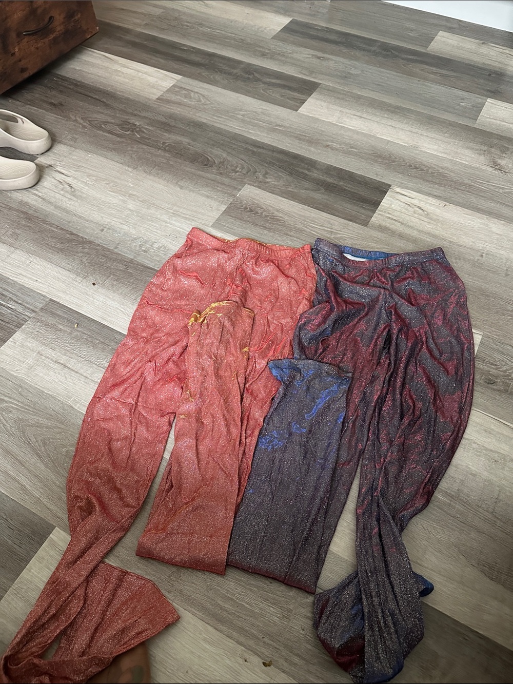 Women’s Shimmery Wide-Leg Jumpsuit Pants - Red and Blue